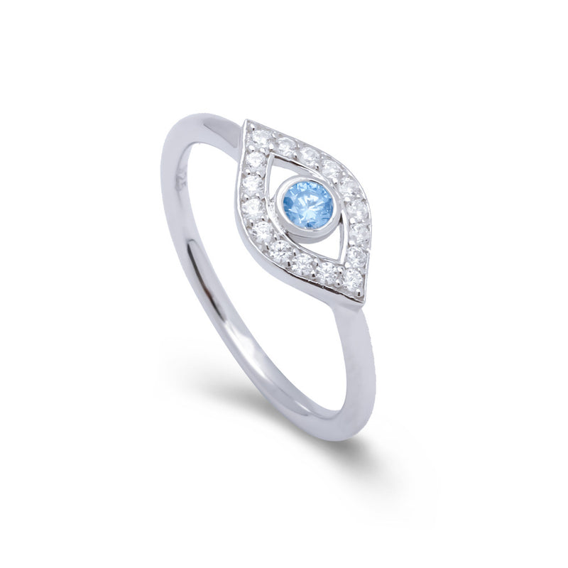 Sterling Silver Women's Blue Eyes Ring