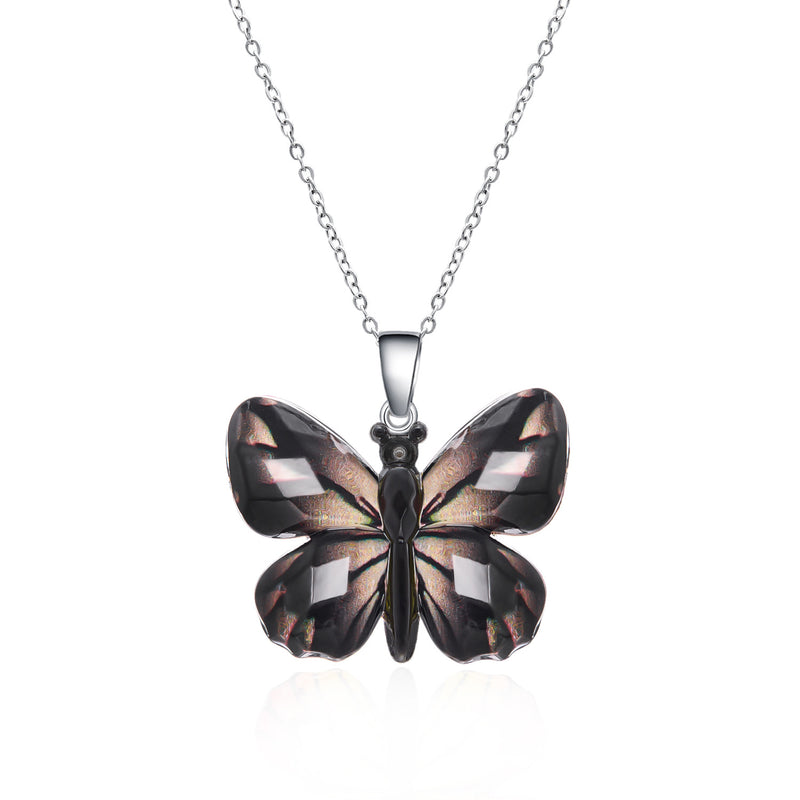 Women's Stainless Steel Retro Multi-color Butterfly Necklace