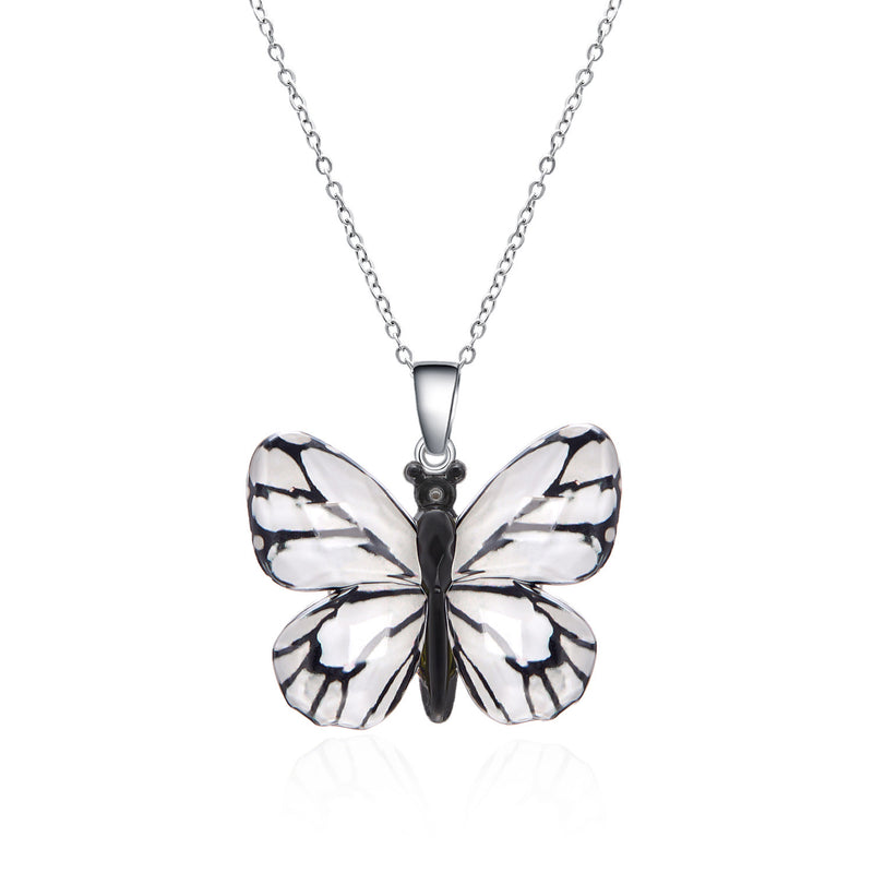 Women's Stainless Steel Retro Multi-color Butterfly Necklace