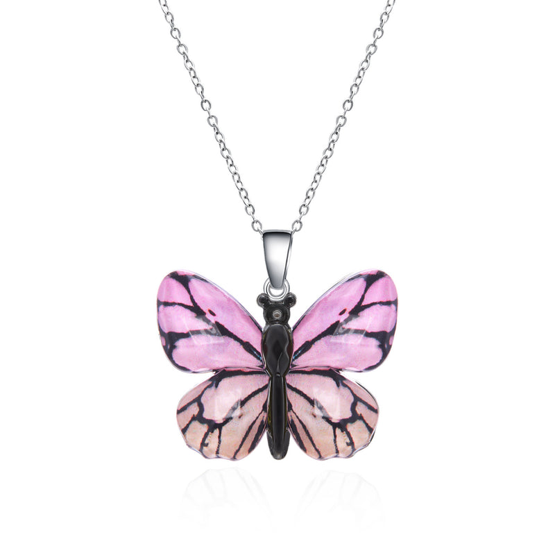 Women's Stainless Steel Retro Multi-color Butterfly Necklace